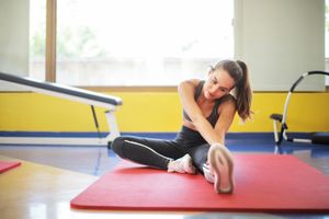 Sunlight hitting a yoga mat in a gym.